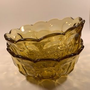 Vintage Anchor Hocking Fairfield Amber Glass Bowls - (set of 2)